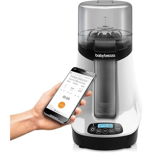 Baby Brezza Smart Baby Bottle Warmer, Breastmilk Warmer + Defroster – Free App - Only Brand with Different Temperatures for Breastmilk + Formula - Universal Fit for All Bottles + Milk Bags