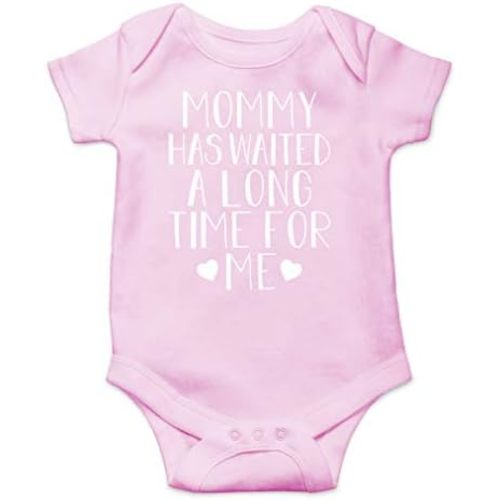 AW Fashions Mommy Has Waited A Long Time For Me Baby Bodysuit Funny Cute Unisex Newborn Outfit Boys Girls