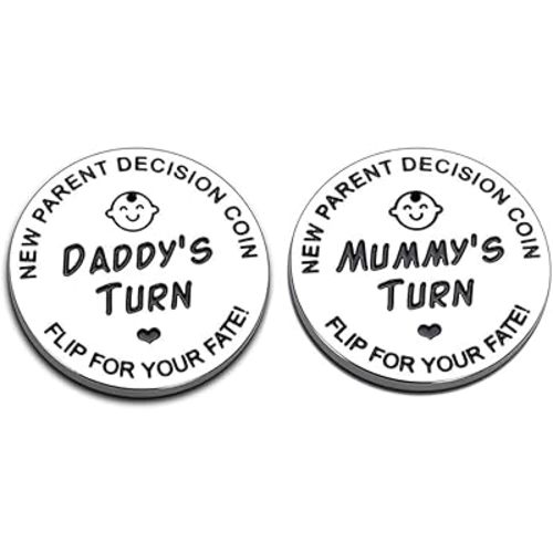 New Dad Mom Gifts Funny Decision Making Coin, New Baby Gift for Parent Mummy Daddy Pregnancy Women First Time to be Moms Dads Mother's Day Father's Day Gifts Double Sided