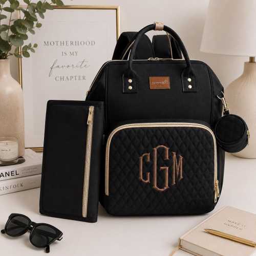 Personalized Diaper Bag Backpack | Embroidered Mom Bag | Custom Monogram Baby Bag | Large Capacity Diaper Backpack | Baby Shower Gift