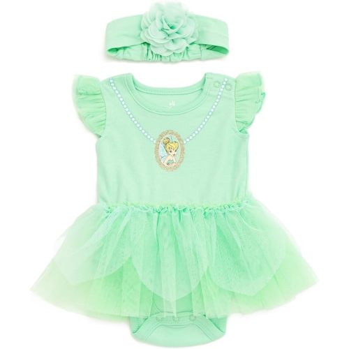 *Little Mermaid*Disney Princess Baby Girls Cosplay Bodysuit With Skirt Overlay & Headband Outfit Set Newborn to Infant Sizes (0-24 Months)