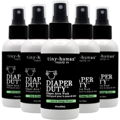 Diaper Duty Diaper Area Wash 4oz (5 Pack), Orange Blossom & Aloe, Gentle Cleansing Spray for Cloth Diapers, Calming & Soothing