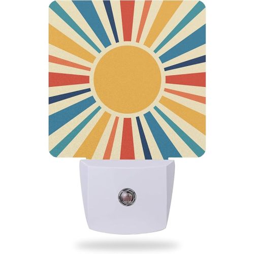 Retro Sun Burst Night Light with Dusk to Dawn Sensor for Kids, Rooms, Hallways, Kitchens, Bathrooms, Nurseries, Stairs