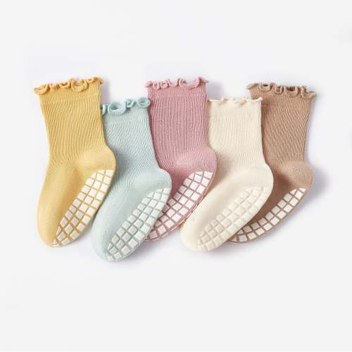New- Cotton Candy- 5 Pairs of Stay-On Baby & Toddler Non-Slip Socks