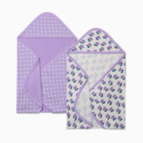 Small Story Organic Towels (2 Pack) - Purple Flowers, 0-24