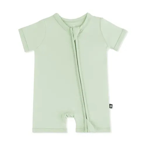 Zipper Shortall Romper in Basil