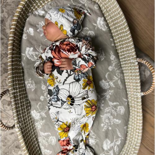 Baby Knot Gown Set: Vintage Floral – Lila