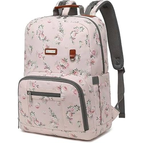 Diaper Bag Backpack, Large Baby Nappy Bags with Portable Changing Pad for Boys and GirlsMultifunction Travel Baby Bag for Moms Dads, Shower Gifts Waterproof and Stylish，Flower Pink