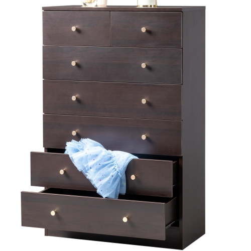 UBesGoo 7 Drawer Wood Dresser for Bedroom, Chest of Drawers, Storage Organization Unit for Clothing, Brown