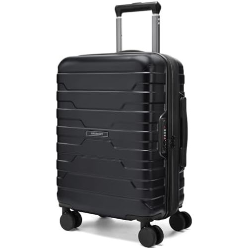 BAGSMART Carry-On Luggage 20" Expandable Spinner 22x14x9,Black