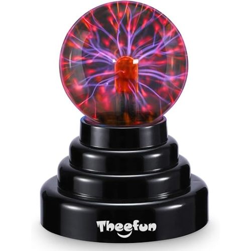 Theefun Plasma Ball, 3 Inch Plasma Lamp, Touch Sensitive Plasma Globe USB or Battery Powered Nebula Thunder Lightning, Novelty Toy for Kids, Parties, Prop, Bedroom, Home, Decoration