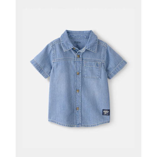Baby Boy Denim Button-Down Shirt - Blue | Carter’s Oshkosh Canada