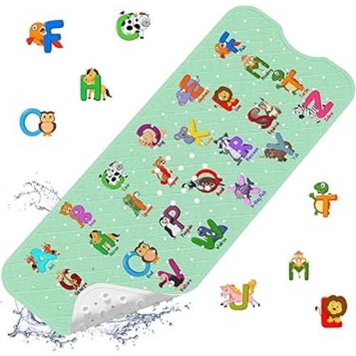 XIYUNTE Baby Bath Mat for Tub Non Slip Kids Bath Mat - 40''x16'' Extra Long Cartoon Bathtub Mat Non Slip Kids Shower Mat Eco-Friendly Toddler Bath Mats with Suction Cups, Machine Washable