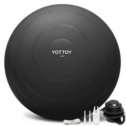 YOTTOY Anti-Burst Exercise Ball, 65 cm — Black, Extra Thick for Yoga & Physical Therapy