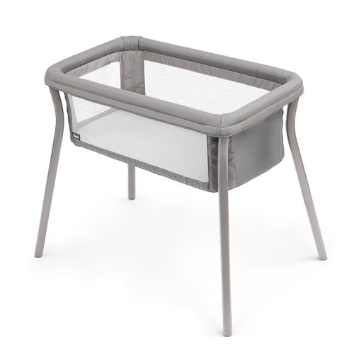 Chicco LullaGo Anywhere SE Portable Bassinet, Lightweight, Space-Saving with Waterproof Mattress and Fitted Sheet, Travel Bassinet for Baby, Clay/Grey