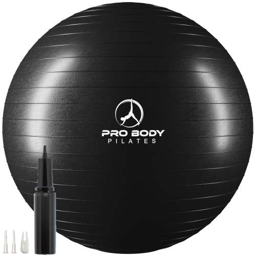 ProBody Pilates Ball Exercise Ball for Stability, Therapy Ball Workout Ball or Birthing Ball for Pregnancy (Black, 55 cm)