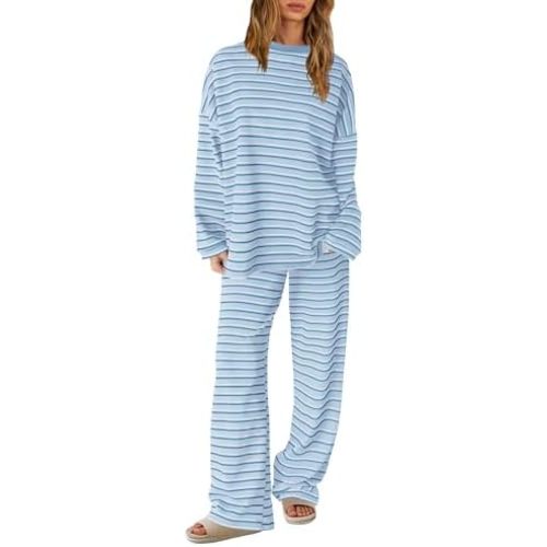 SENSERISE Womens Striped Lounge Set 2 Piece Outfit