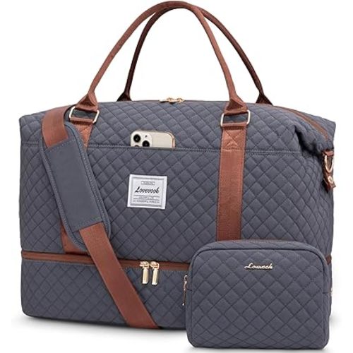 LOVEVOOK Travel Duffle Bag,Weekender Bags for Women with Shoe Compartment，Carry on Overnight Bag with Toiletry Bag,Gym Duffel Bag with Wet Pocket, Hospital Bags for Labor and Delivery