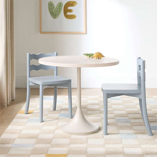 Emme Whitewashed Wood and Cozy Grey Metal 26'' Round Kids Play Table