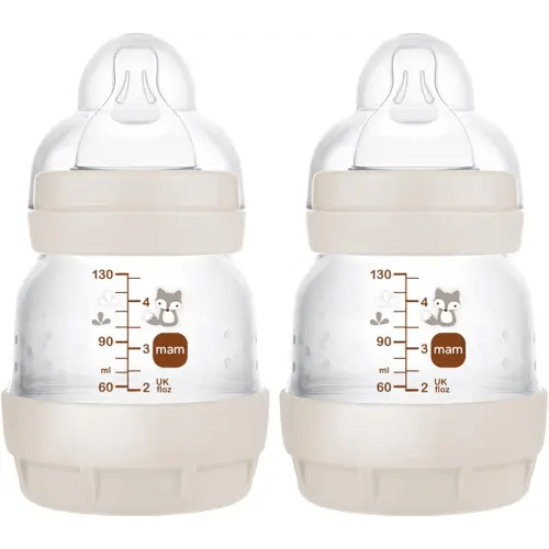 MAM Easy Start Anti-Colic Baby Bottles, Extra Slow Flow, Breastfeeding-Like Silicone Nipple Bottle, Reduces Colic, Gas, & Reflux, Easy-to-Clean, BPA-Free, Vented Baby Bottles for Newborns, 0-3 Months