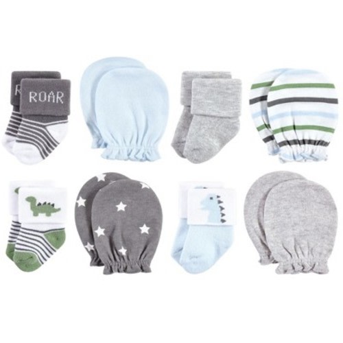 Hudson Baby Infant Boys Socks and Mittens Set, Dinosaur, 0-6 Months