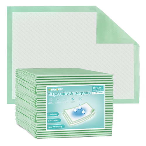 IMMCUTE Disposable Bed Pads 30’’X36’’,Extra Large Incontinence Underpads,Adult Pee Pads for Beds Heavy Duty,5-Layer Protection for Adults,Kids and Pets,Highly Absorbent Waterproof Baby Pads