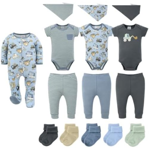 The Peanutshell 15pc Baby Clothes Set - Newborn, 3-6, 6-9 - Little Digger