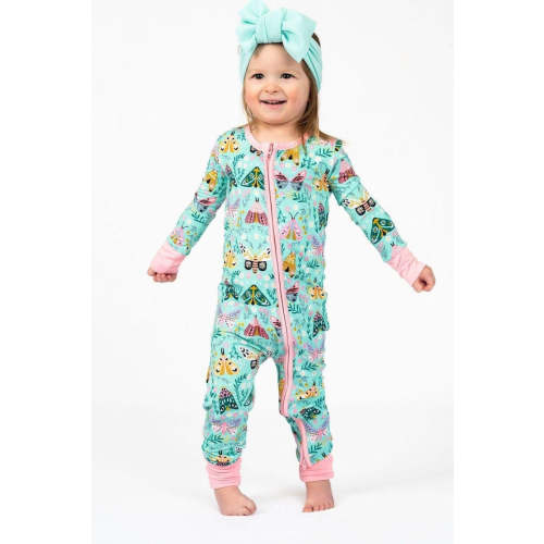 Vibrant Moth Bamboo Zipper Pajamas for Babies & Toddlers