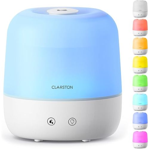 Clarston 2L Cool Mist Humidifier for Bedroom with 360° Adjustable Nozzle, High and Low Mist Levels, Ultra-Low Noise, Light-Off, No BPA, Auto Shut Off, Ideal Baby Humidifier with Easy Top Filling