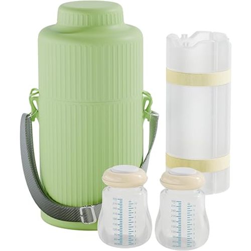 Breast Milk Cooler Bottle 22oz for Outdoor Travel, 360° Total Cooling for 24 Hours, Portable Baby Breastmilk Chiller with 2pcs Leak-Proof Bottle, Essential Breastfeeding Gift Set for New Moms