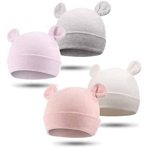 Bamery Newborn Baby Girls Hospital Hat Thick Cute Bear Ear Cotton Baby Boy Beanie for 0-6Months