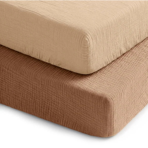 Muslin Cotton Fitted Crib Sheet, 2 Pack by Comfy Cubs
