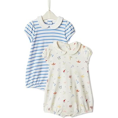 Amazon Essentials x Sofia Grainge Baby Girls' Cotton Short Sleeve Romper with Peter Pan Collar