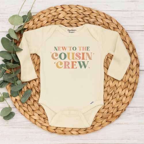 New To The Cousin Crew Long Sleeves Onesie®: Baby Cotton Bodysuit, EM-LHG114