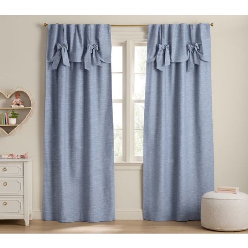 Evelyn Linen Blend Bow Valance Kids Blackout Curtain | Pottery Barn Kids