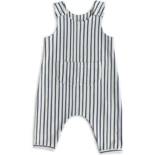 Stripes Away Organic Cotton Overall Romper, Ink - Pehr | Maisonette