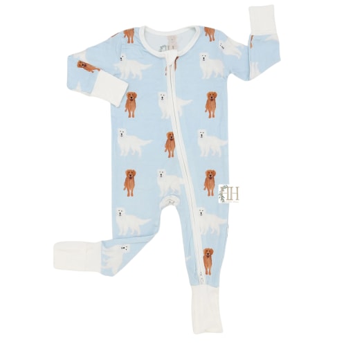 Boys Golden Retriever Double Zipper Romper