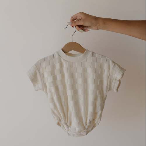 terry t-shirt romper - coconut milk