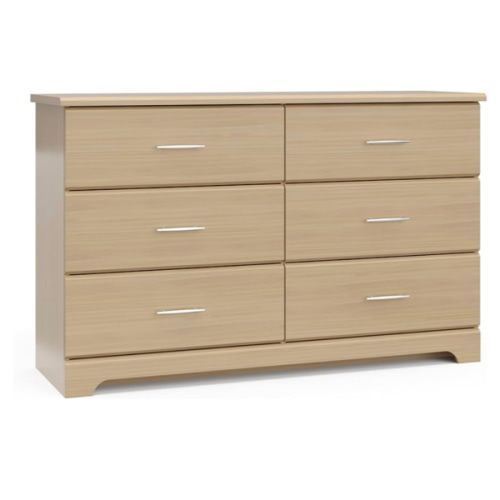 Storkcraft Brookside 6-Drawer Dresser (Driftwood) – GREENGUARD Gold Certified, Wood Dresser for Bedroom, Kids & Nursery Storage Chest, Safety Interlocking Drawers, Pre-Installed Tracks, Kids Chest