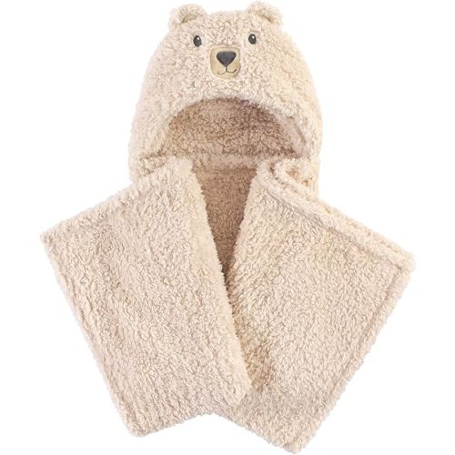 Hudson Baby Unisex Baby and Toddler Hooded Animal Face Plush Blanket, Cozy Bear, One Size