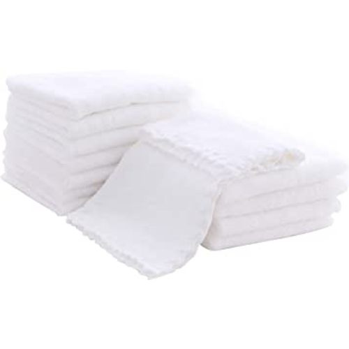 12 Pack Baby Washcloths - Extra Absorbent and Soft Wash Clothes for Newborns, Infants and Toddlers (White)