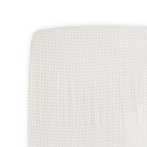 Little Unicorn Premium Stretch Knit Crib Sheet |Super Soft with Optimal Stretch (Tan Gingham)