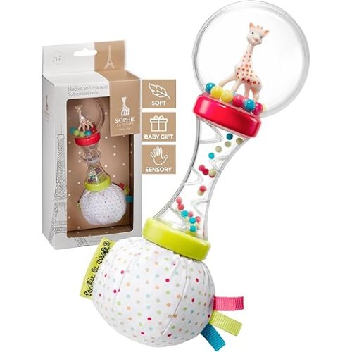 Sophie the giraffe Soft Maracas Rattle, White/ Red/ Blue/ Yellow/ Green