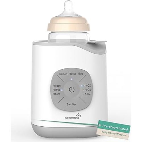 Grownsy Bottle Warmer, Baby Bottle Warmer Fast for Breastmilk & Formula, Accurate Temperature Control, Milk Warmer for All Bottles with Thaw, Sterilizing, Keep Warm, Heat Food