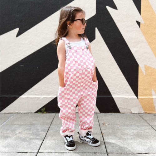 Pink Checkered Overalls