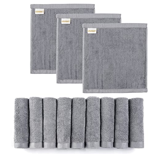 Baby Washcloths - Bamboo Washcloths Towel - Soft Wash Cloth Set of 12 - Facial Towels for Face and Body - Neutral Washcloth Pack for Newborn- Baby Registry as Shower (Grey)