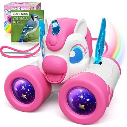 Unicorn Toys for Girls Age 3-12,Cute Heart & Wings Design Kids Binoculars with Bird Watching Manual,Toddler Toys,Kids Stocking Stuffers,3 4 5 6 7 8 9 10 11 12 Year Old Girl Christmas Birthday Gifts