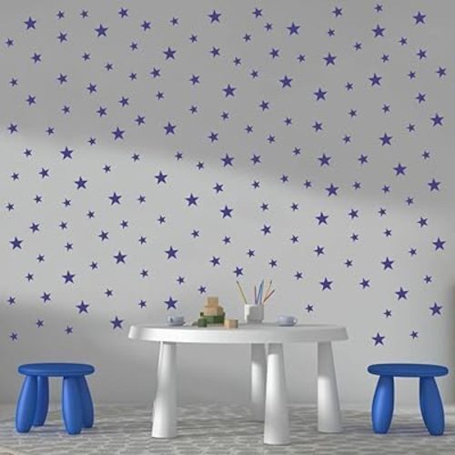 Assorted Matte Dark Blue Wall Vinyl Decals Stickers - 112pcs (1.18" to 1.97" Sizes) – Easy Peel and Stick, Perfect for Nursery, Kids Room, Bedroom Décor by BugyBagy