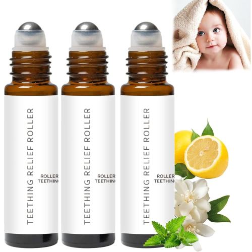 3PCS Teething Roller All Natural for Babies, A Thousand Roses Teething Roller Oil, Velaria Teething Relief Roller