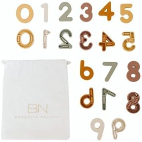 Boho Aesthetic Silicone Magnetic Numbers 20 Piece Play Set- Non-Toxic Toddler Magnets for Kids, Modern Neutral Educational Math Toys, Number Magnets for Classroom & Playroom